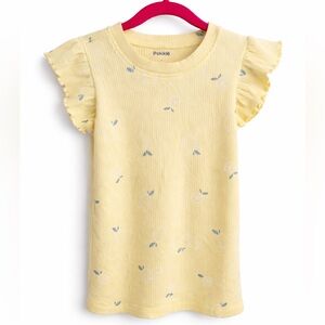 Peckle Girls Light Yellow Lemon Lined Tee - Size 6